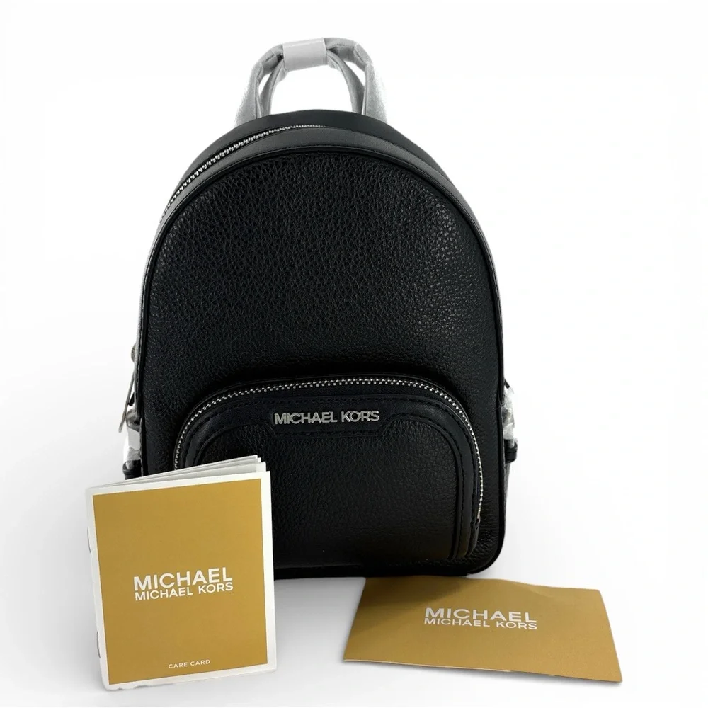 Michael Kors Jaycee XS Black Pebbled Leather Convertible Mini Backpack Crossbody